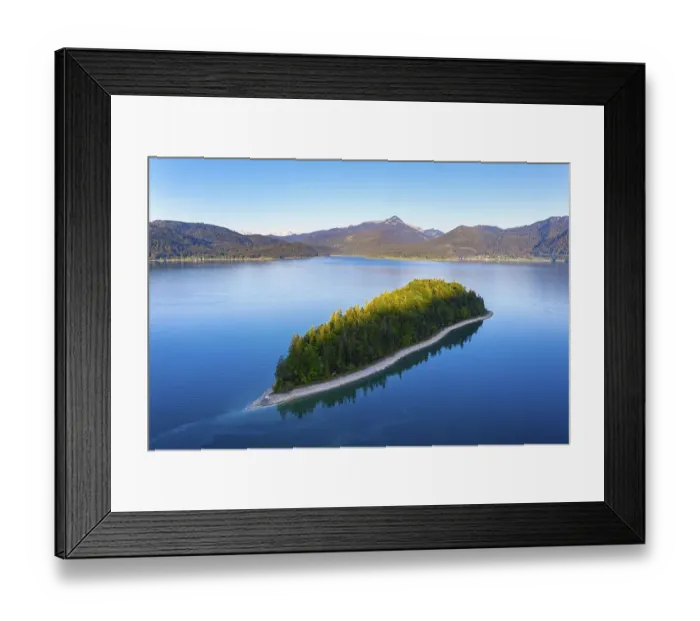 Framed Print : Island Sassau, Lake Walchensee Framed Print : Island Sassau, Lake Walchensee