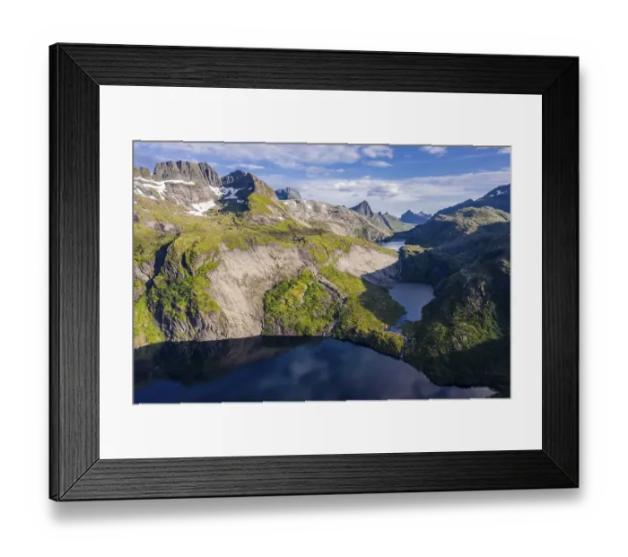 Framed Print : Luftaufnahme, Berglandschaft, Seen und Berge