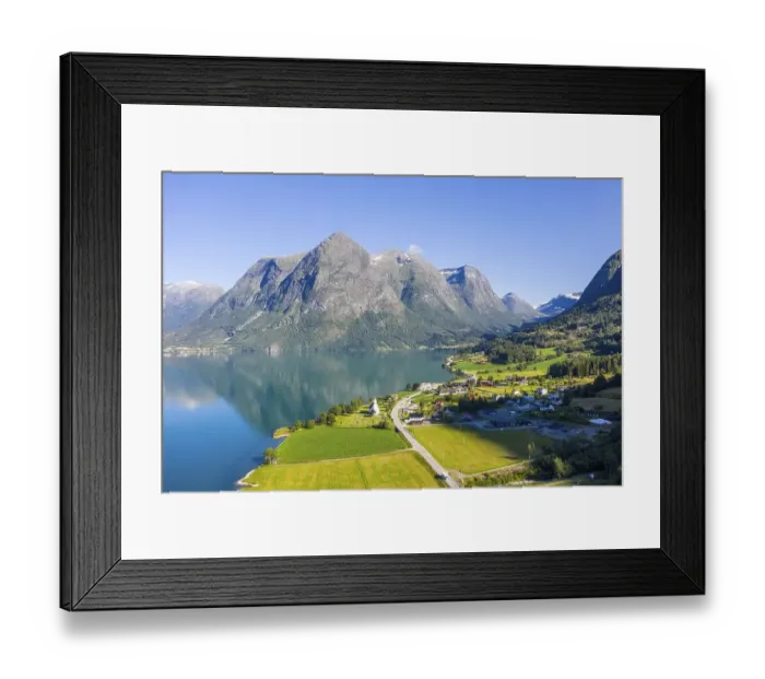 Framed Print : Aerial view, lake Oppstrynsvatnet