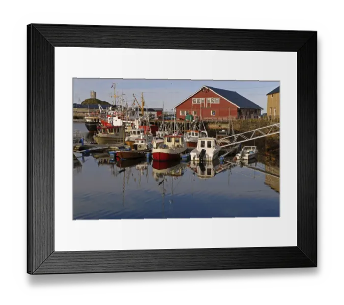 Framed Print : Boats and their reflections in the harbor of Sto