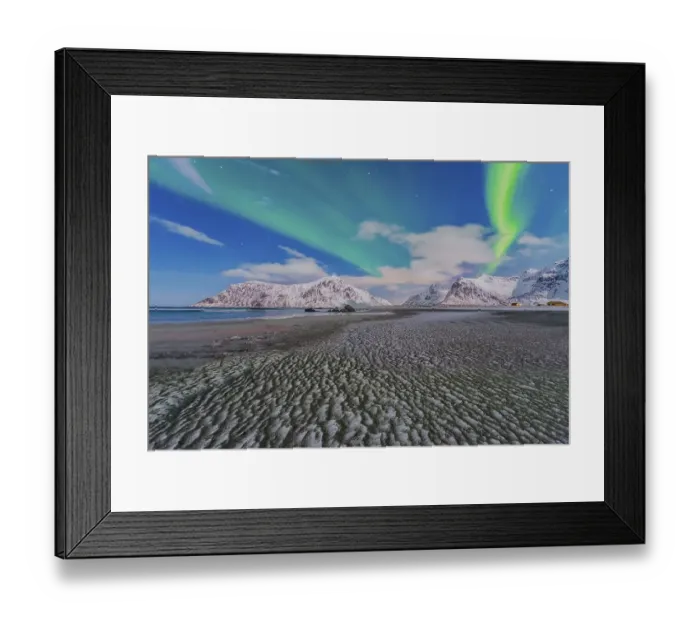 Framed Print : Aurora over Skagsanden beach, Lofoten