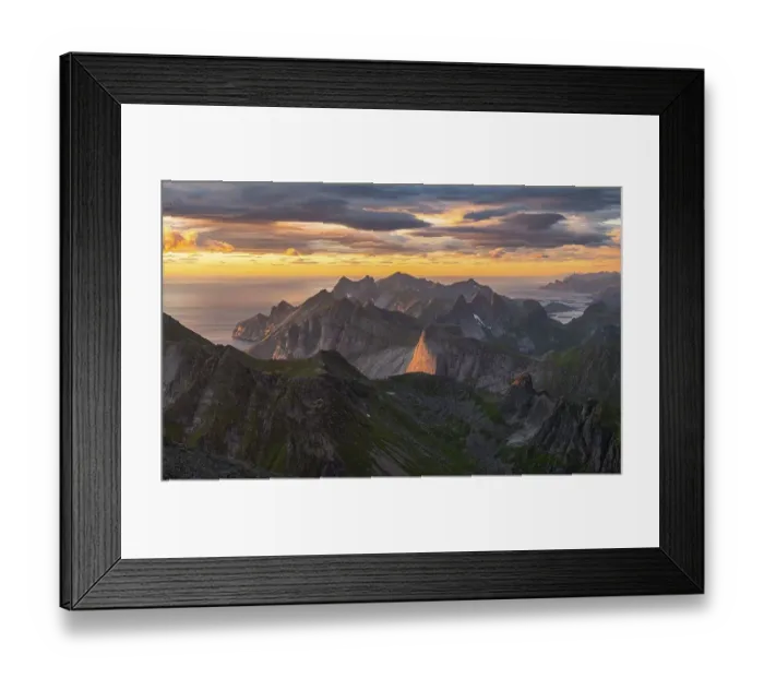 Framed Print : View over mountain top and sea Framed Print : View over mountain top and sea