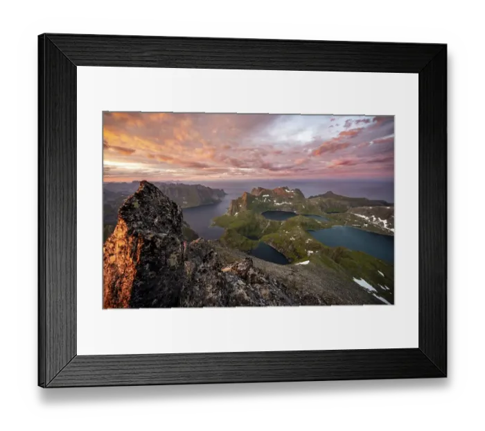 Framed Print : View over mountain top and sea