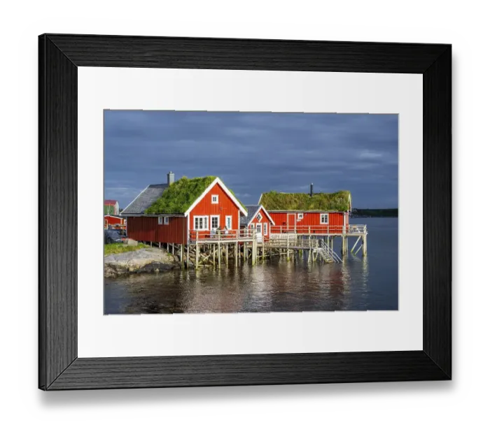 Framed Print : Traditional red stilt houses, typical fishermen huts Framed Print : Traditional red stilt houses, typical fishermen huts