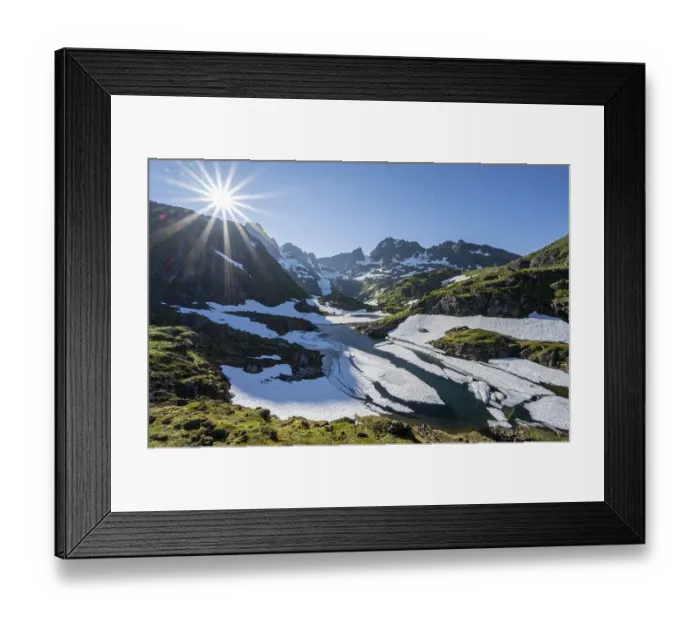 Framed Print : Lake Isvatnet with ice, mountains and snow