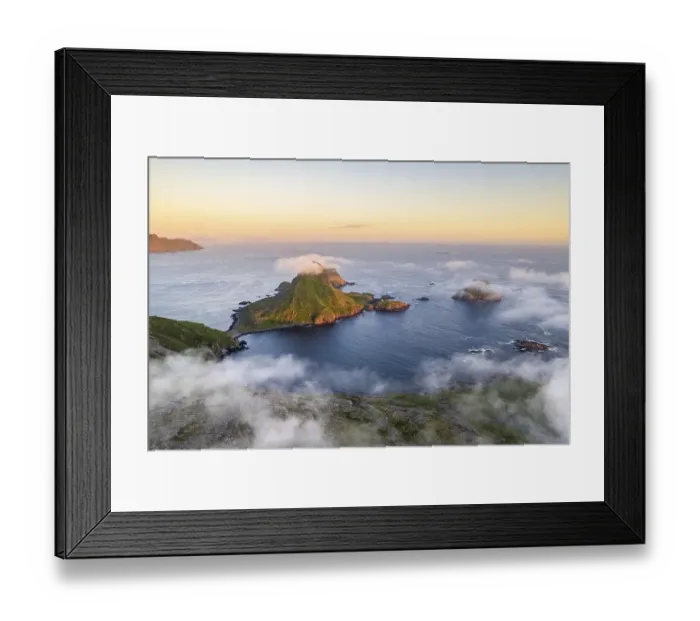 Framed Print : View from Mount Bufjellet towards the coast near Nykvag Framed Print : View from Mount Bufjellet towards the coast near Nykvag