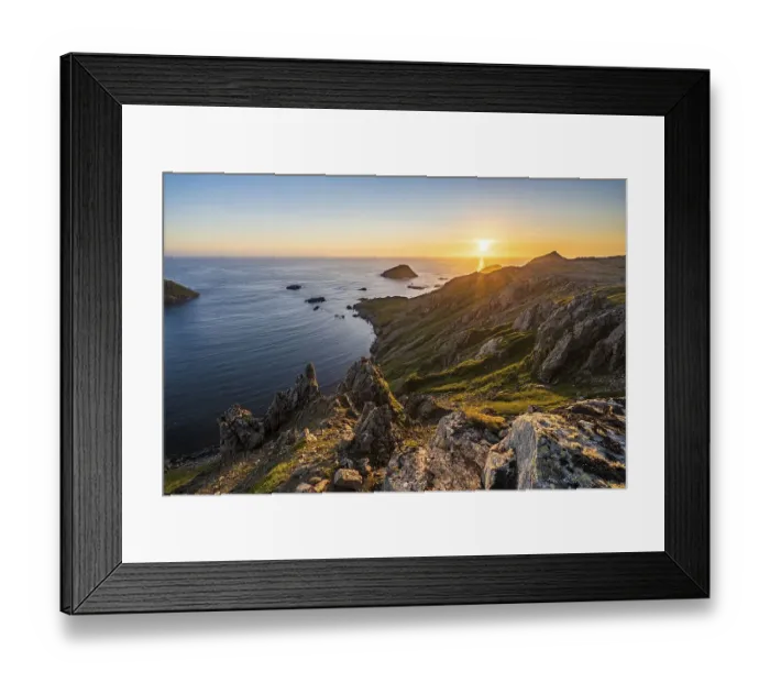 Framed Print : View from Mount Bufjellet towards the coast near Nykvag