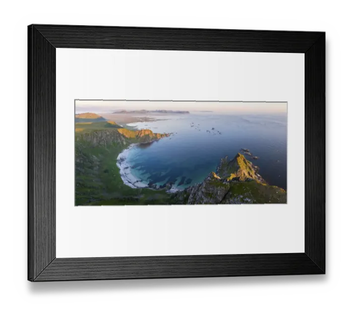 Framed Print : View from Mount Matinden of sandy beach and rocky coast