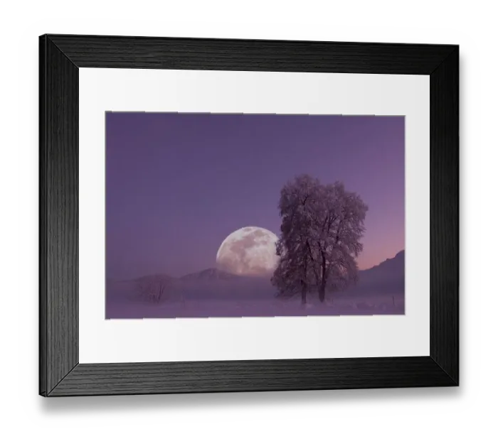 Framed Print : Full moon with landscape in winter Framed Print : Full moon with landscape in winter