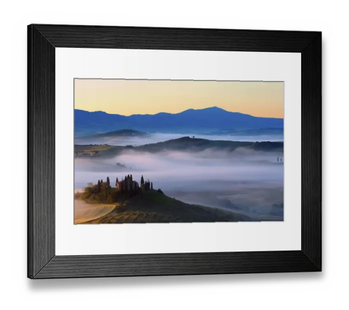 Framed Print : The Belvedere at dawn, morning fog