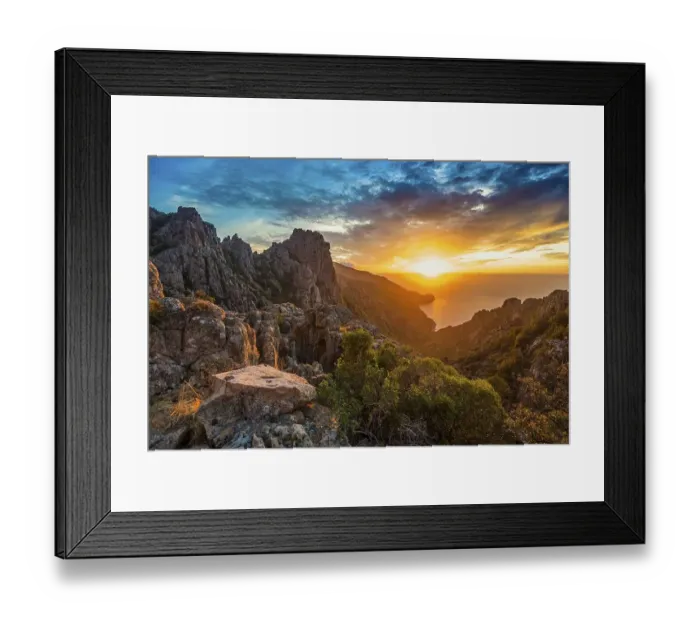 Framed Print : Red granite rocks, Tafoni, Calanches de Piana Framed Print : Red granite rocks, Tafoni, Calanches de Piana