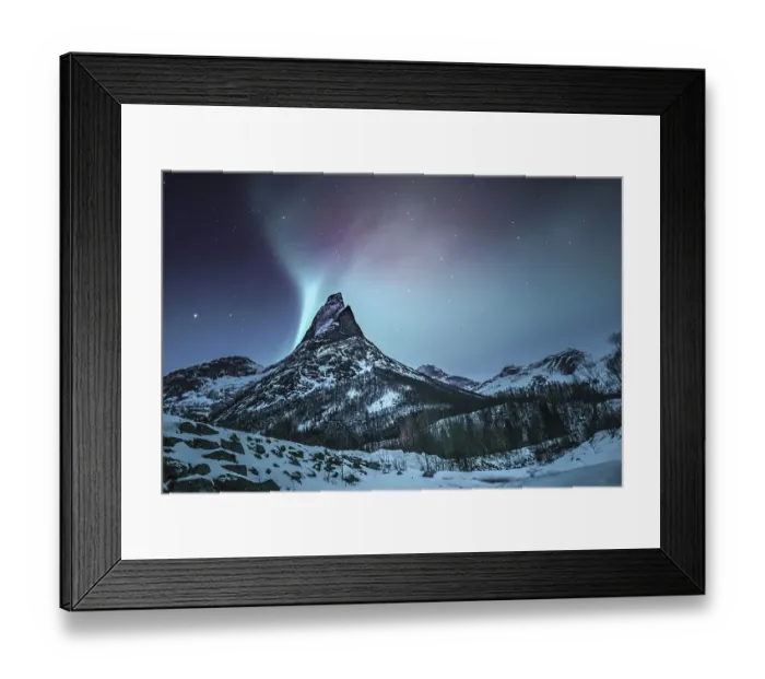 Framed Print : Mountain peak (Aurora borealis) Stetind
