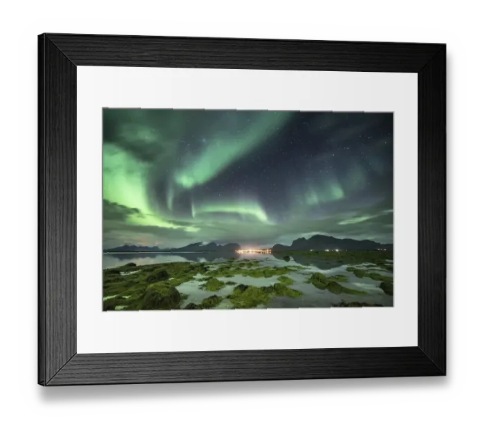Framed Print : Sea bay (Aurora borealis) with sea grass Framed Print : Sea bay (Aurora borealis) with sea grass