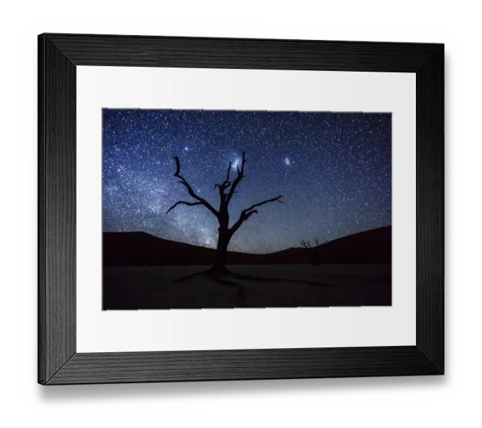 Framed Print : Dead tree in front of starry sky with Milky Way