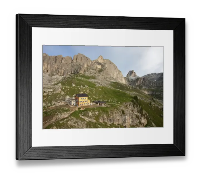 Framed Print : Rifugio Roda di Vael with rose garden