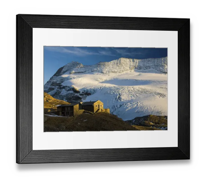 Framed Print : Monte Leone hut, Monte Leone mountain and Chaltwassergletscher glacier Framed Print : Monte Leone hut, Monte Leone mountain and Chaltwassergletscher glacier