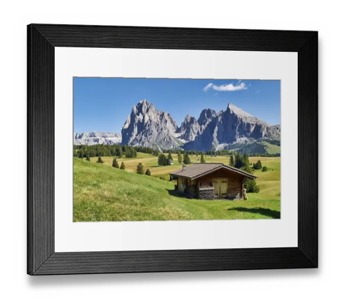 Framed Print : Panorama view with the Sassolungo mountain peak
