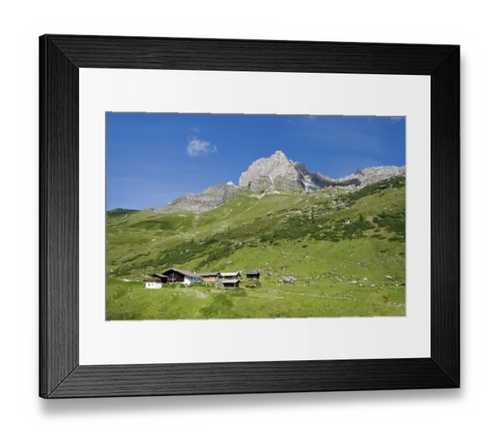Framed Print : Stoankasern alpine pasture, Kalkwand in the back