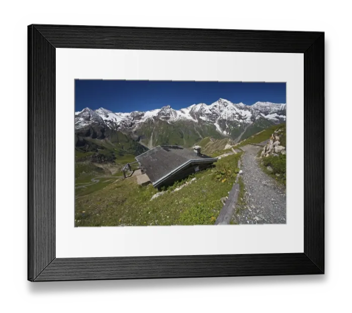 Framed Print : Alpine hut, mountain shelter with Grossglockner Edelweissspitze