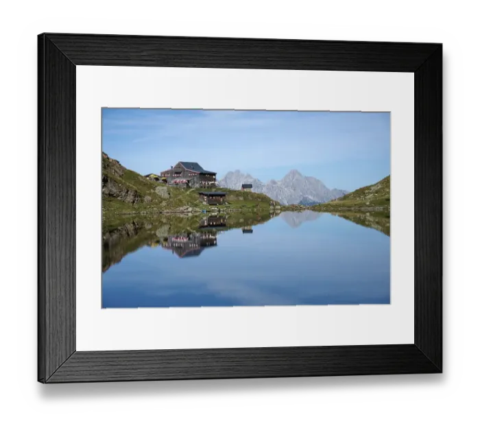 Framed Print : Wildseeloderhaus with Wildsee, Loferer Steinberge at the back