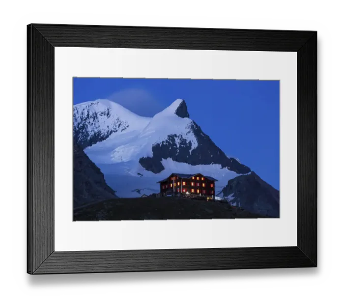 Framed Print : Berghaus Fluhalp, Strahlhorn and Adlerhorn at the back Framed Print : Berghaus Fluhalp, Strahlhorn and Adlerhorn at the back