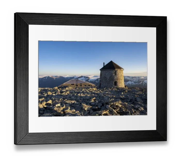 Framed Print : DNT's old and new mountain huts Skalatarnet at sunset Framed Print : DNT's old and new mountain huts Skalatarnet at sunset