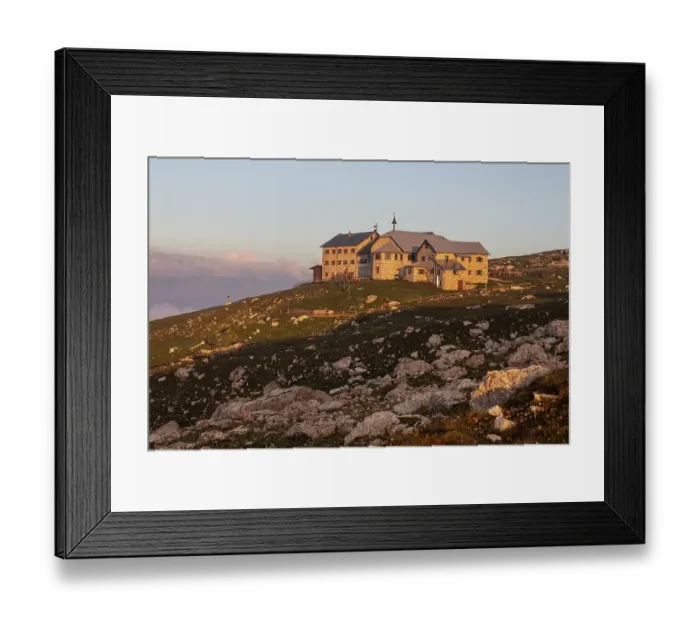 Framed Print : Mountain hut in the morning light