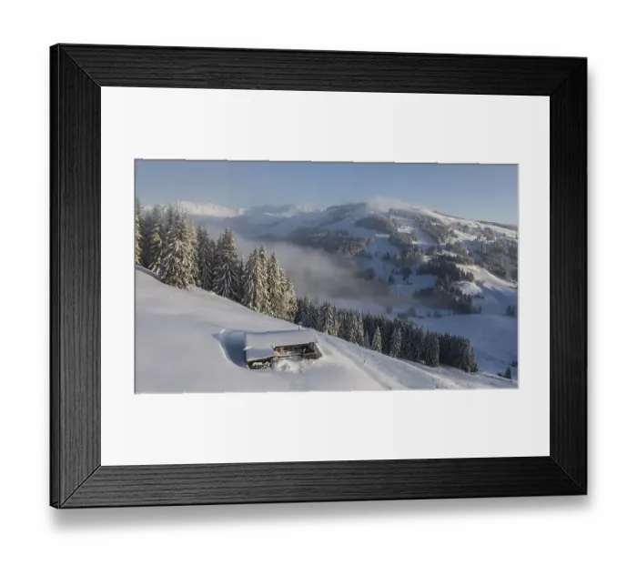 Framed Print : Snowy mountain hut in winter, SkiWelt Wilder Kaiser Framed Print : Snowy mountain hut in winter, SkiWelt Wilder Kaiser