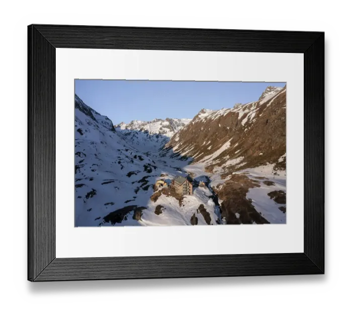 Framed Print : Mountains in winter, aerial view