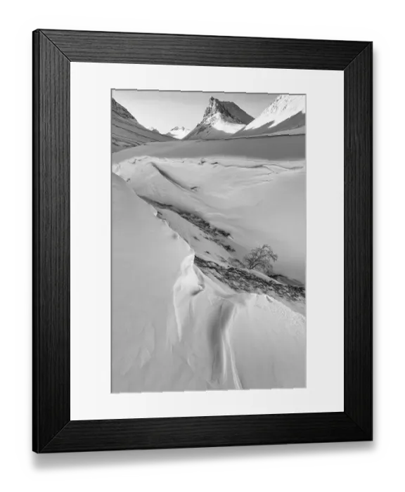 Framed Print : Landscape in the valley Stuor Reaiddavaggi with the mountain Nallo