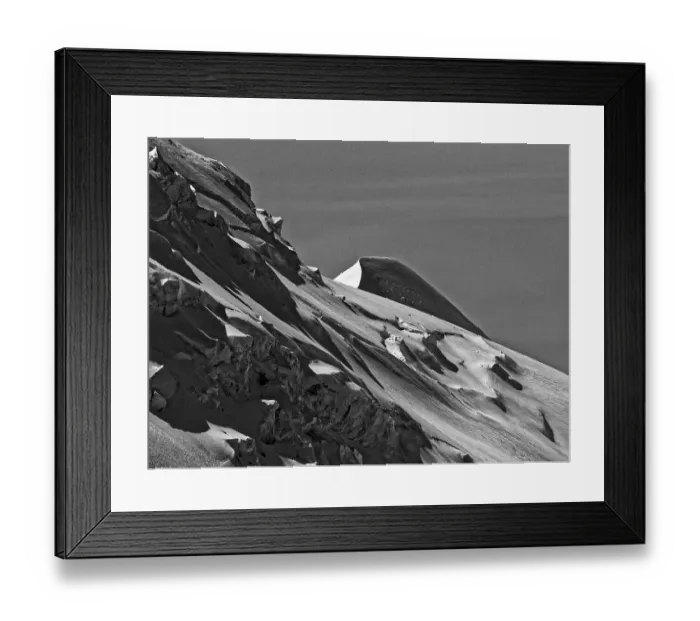 Framed Print : Black and white image of a snow-covered Framed Print : Black and white image of a snow-covered