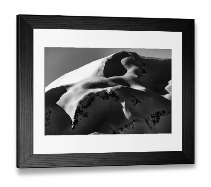 Framed Print : Winter summit of Falzer Kopf, black and white