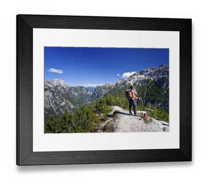 Framed Print : Mountain climber climbing the Monte Piano Climbing Route in Alta Pusteria Valley Framed Print : Mountain climber climbing the Monte Piano Climbing Route in Alta Pusteria Valley
