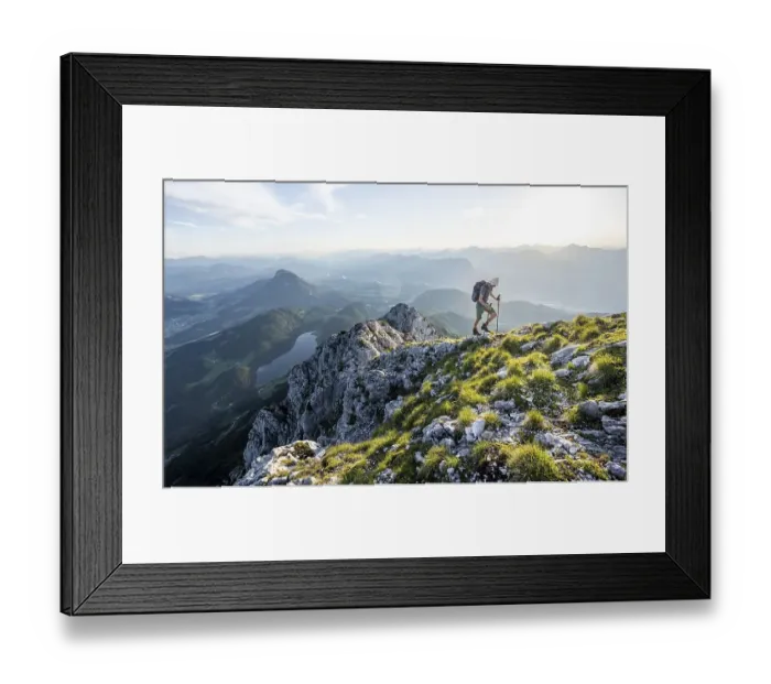 Framed Print : Mountaineers at the summit of the Scheffauer in the atmospheric evening light Framed Print : Mountaineers at the summit of the Scheffauer in the atmospheric evening light