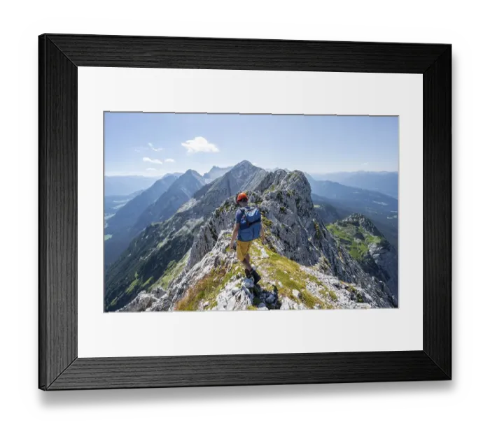 Framed Print : Climbers at the summit of the Upper Wettersteinspitze