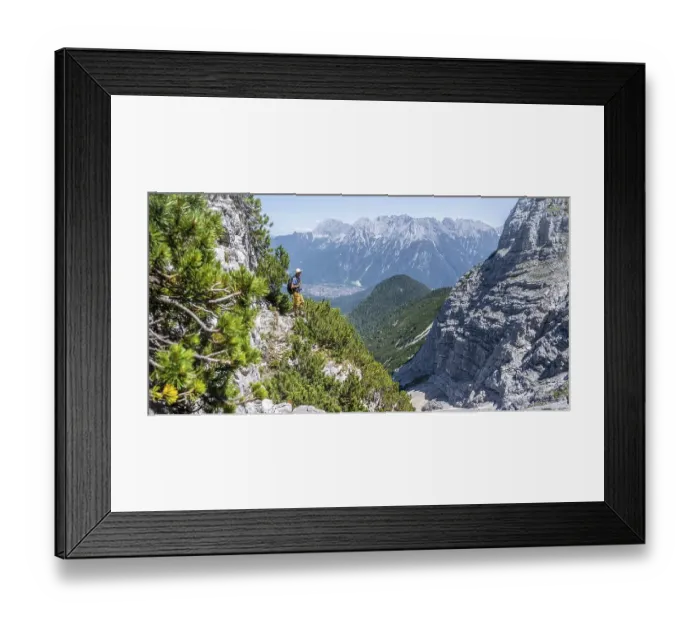 Framed Print : Climbers ascending to the Upper Wettersteinspitze