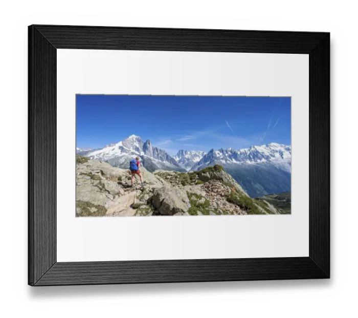 Framed Print : Hiker on hiking trail, Grand Balcon Sud