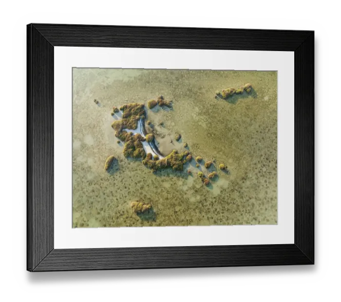 Framed Print : Islands and conspicuous patterns at the shallow lagoon Salinas de Cerrillos