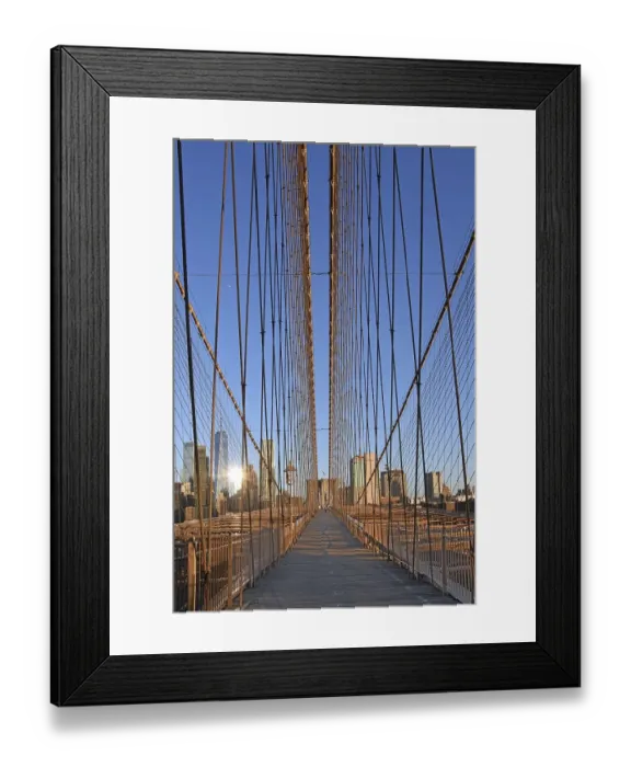 Framed Print : View in flight from cable stays of the Brooklyn Bridge