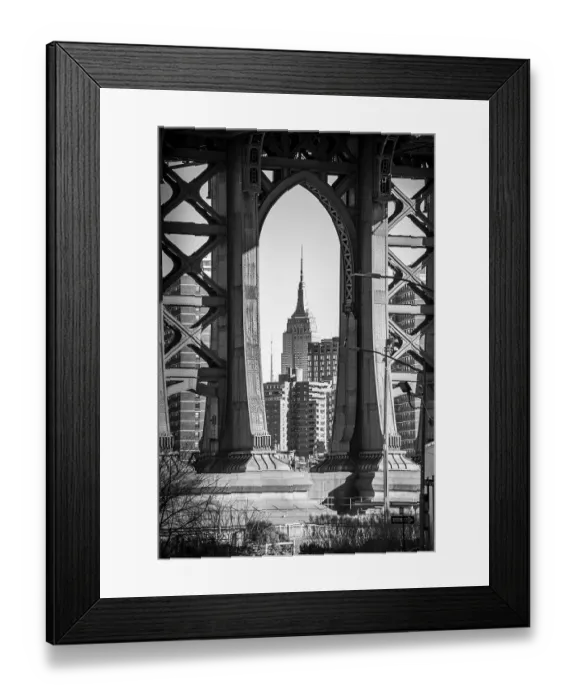 Framed Print : View from Main Street to Manhattan Bridge and Empire State Building