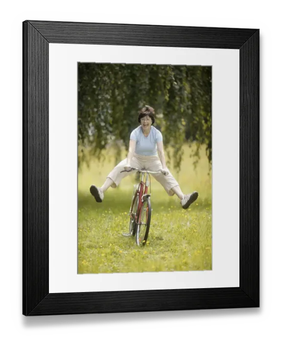 Framed Print : Senior, bicycle, vital