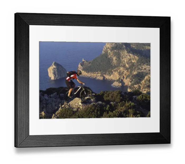 Framed Print : Mountain biker, Cap Formentor, Majorca