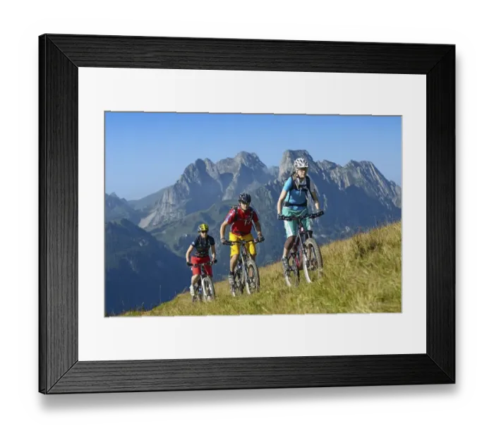 Framed Print : Mountain bikers during the ascent of Mt Mittelberg Framed Print : Mountain bikers during the ascent of Mt Mittelberg