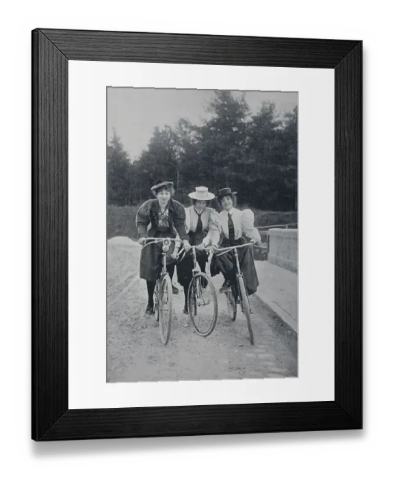 Framed Print : Three women on the bike, 1895, historical illustration