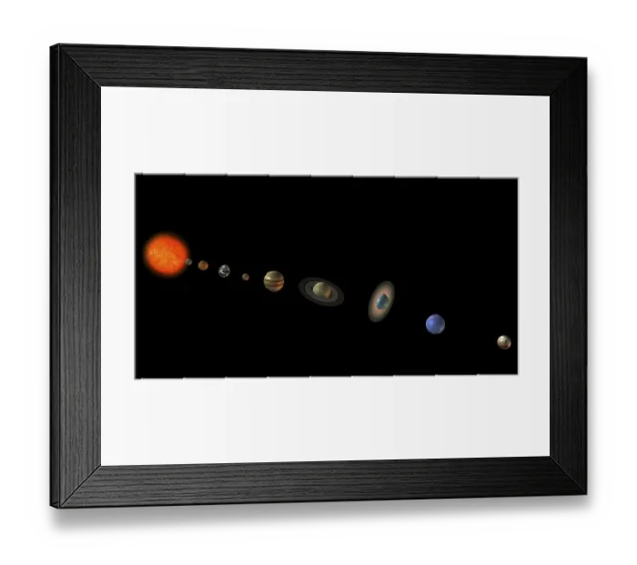 Framed Print : Solar system with the sun and the planets mercury