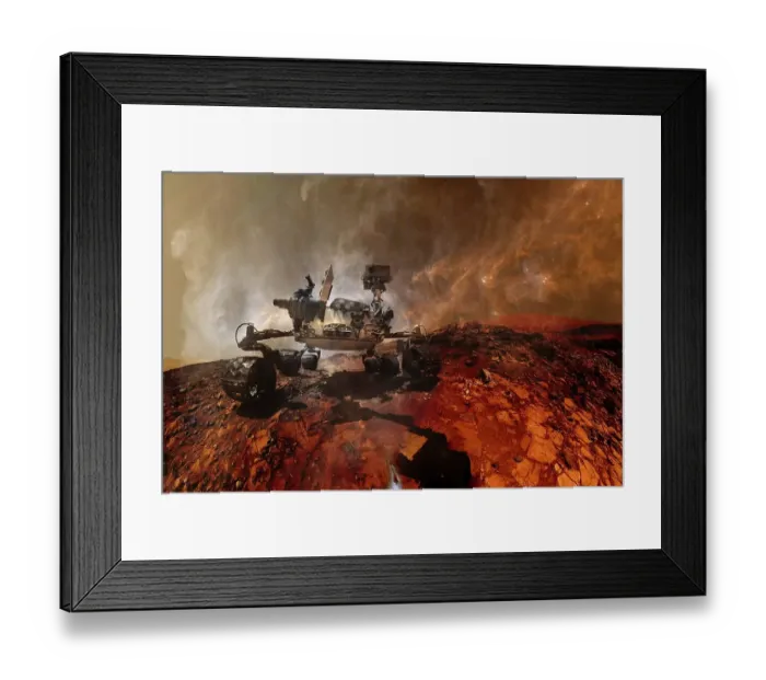 Framed Print : Curiosity rover exploring the surface of Mars