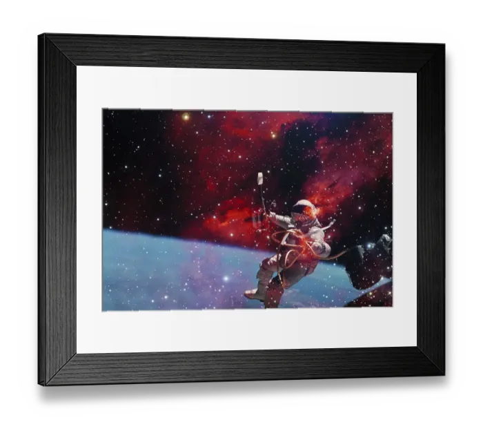 Framed Print : Astronaut. Nebula, cluster of stars in deep space