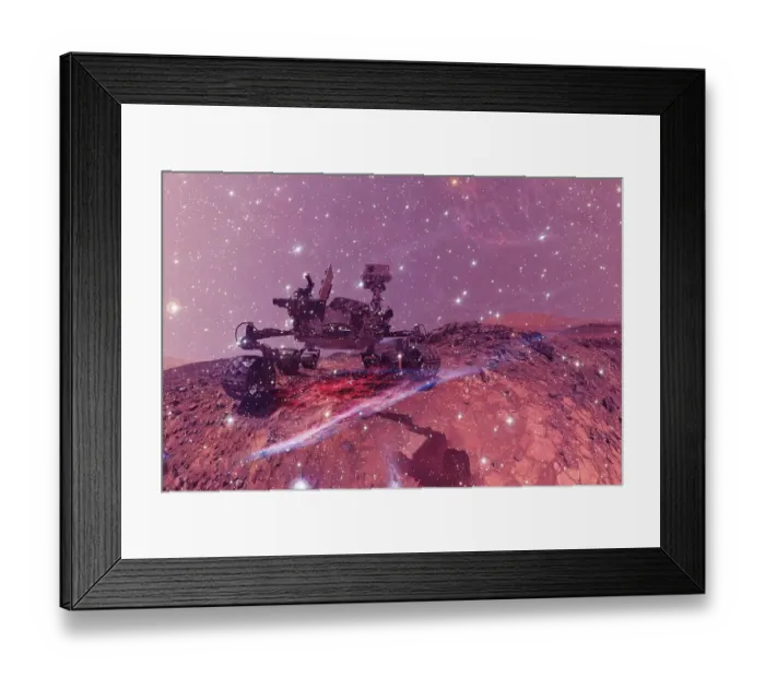 Framed Print : Curiosity rover exploring the surface of Mars