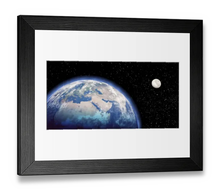 Framed Print : Earth, moon and space