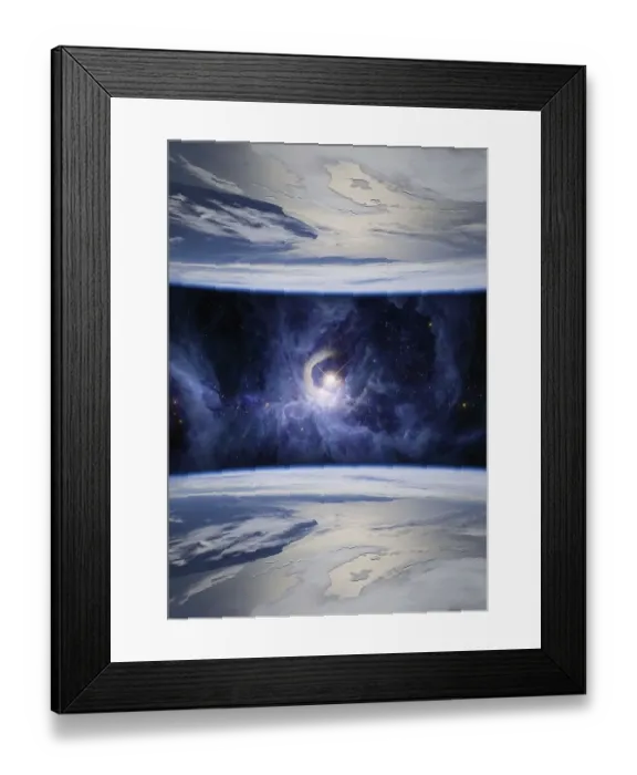 Framed Print : Fantasy image of mirrored Earths symbolizing parallel universes